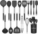 Umite Chef Kitchen Utensil Set, 15pcs Silicone Cooking Kitchen Utensils Set, Cooking Tools Turner Tongs Spatula Spoon for Nonstick Heat Resistant Cookware - (Black) Online