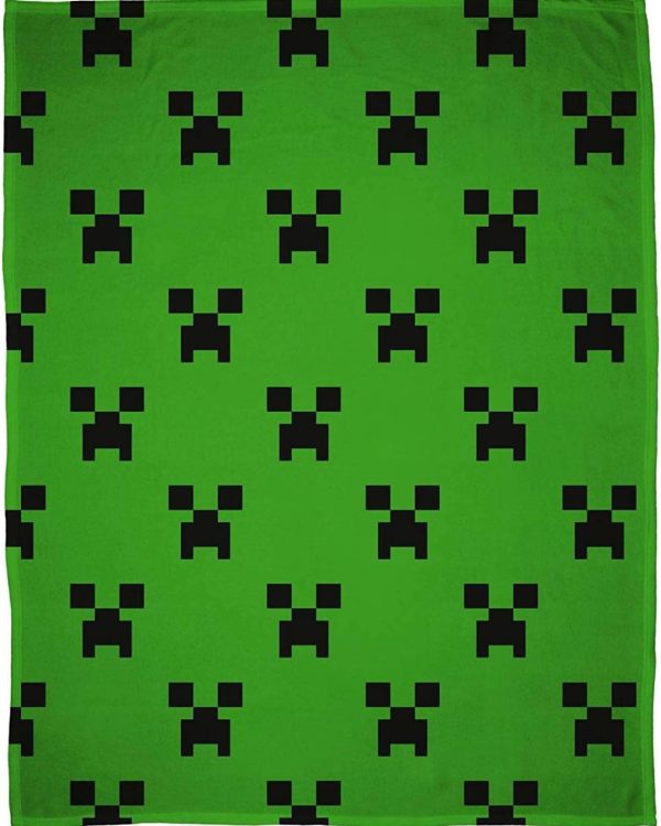 Minecraft Creeper Emerald Fleece Blanket on Sale