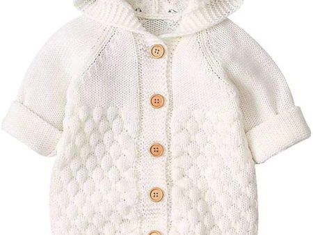 Baby Hooded Knitted Rompers Newborn Girls Boys Onesies Warm Sweater Jumpsuit Outfits Online Sale