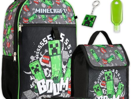 Minecraft School Backpack Boys Kids Backpack Pencil Case Lunch Bag Set Sale