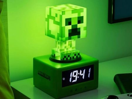 Paladone Minecraft Creeper Icon Alarm Clock - Creeper Glow Mode - Battery Powered - Kids Alarm Clock for Boys Sale