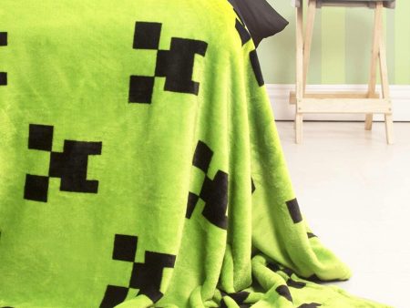 Minecraft Creeper Emerald Fleece Blanket on Sale